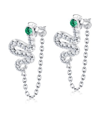 Snake Shaped with CZ Silver Ear Stud STS-5416